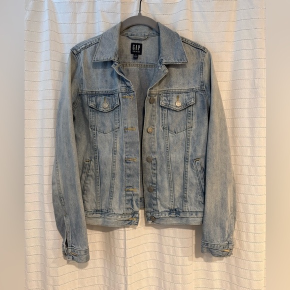 Like-New Gap Light Blue Oversized Distressed Denim Jacket 100% Cotton Size XS - Picture 1 of 6